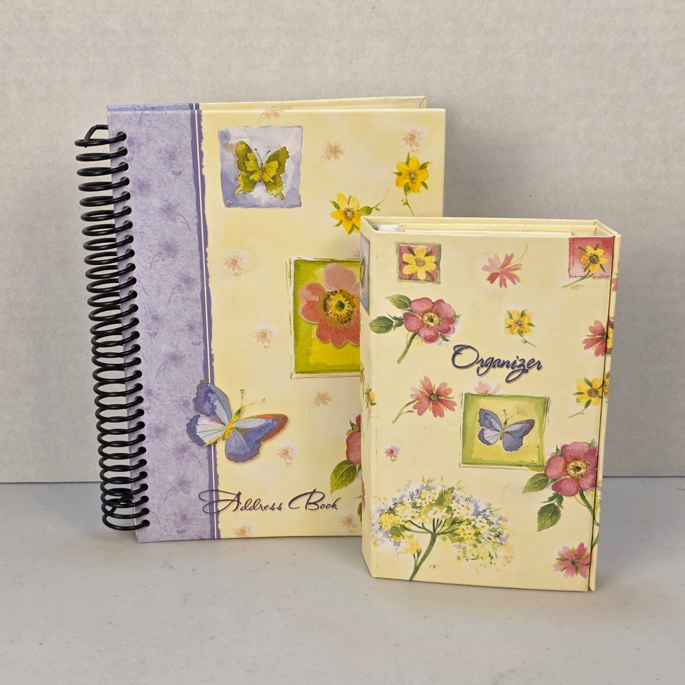 VTG Martin Designs Floral Butterfly‎ Address Book Organizer Stationary Spiral